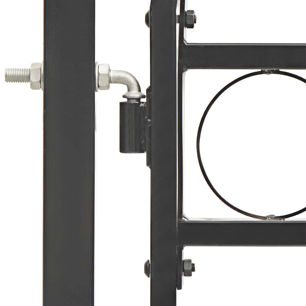 Fence Gate with Arched Top Steel 104x150 cm Black