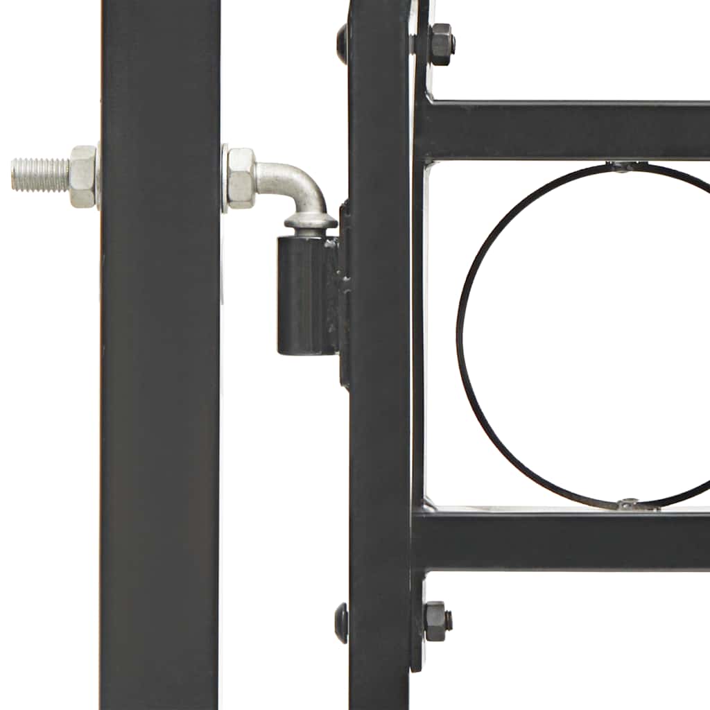 Fence Gate with Arched Top Steel 104x175 cm Black
