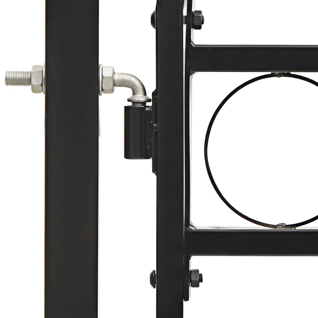 Fence Gate Double Door with Arched Top Steel 300x125 cm Black
