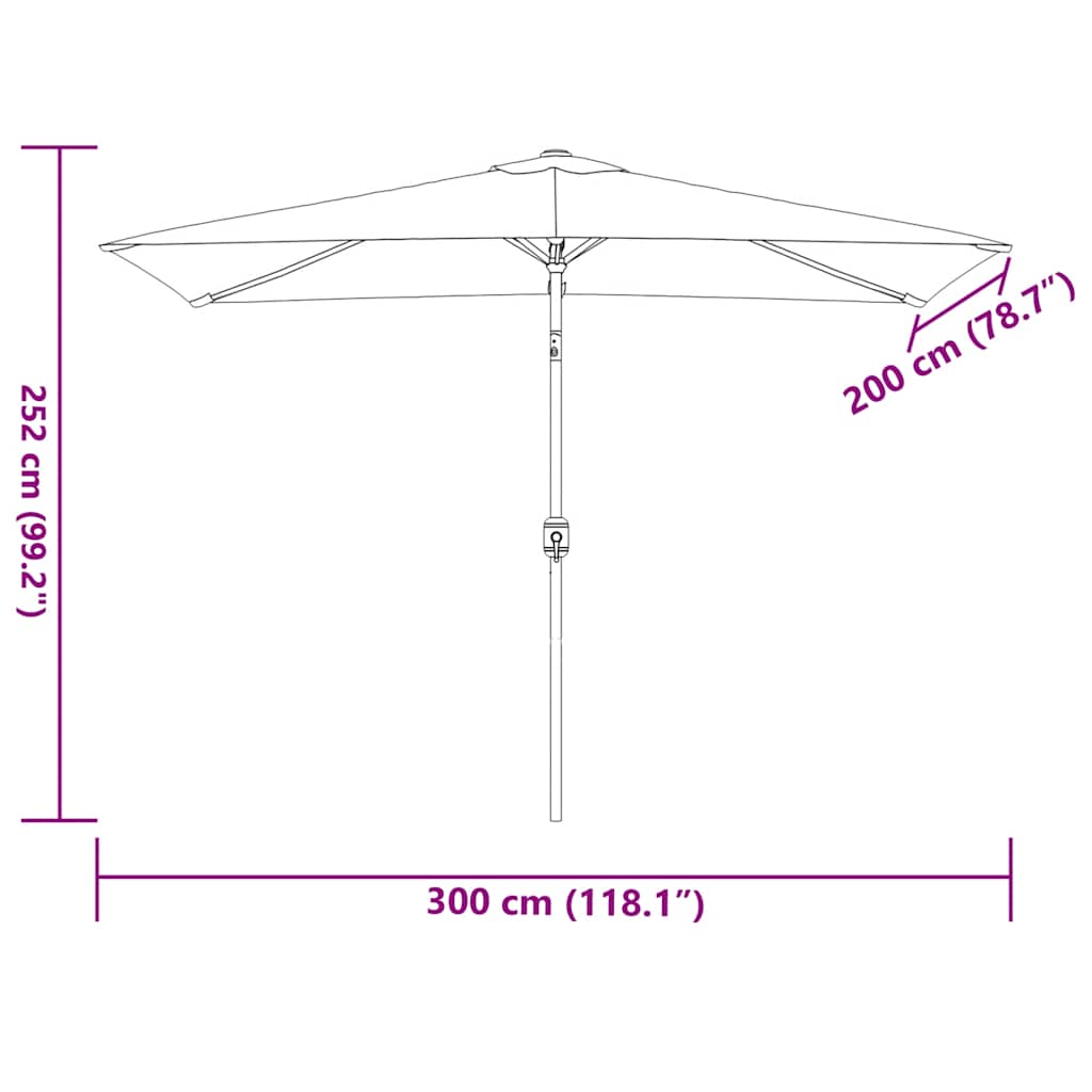 Garden Parasol with Metal Pole 300x200 cm Bordeaux Red
