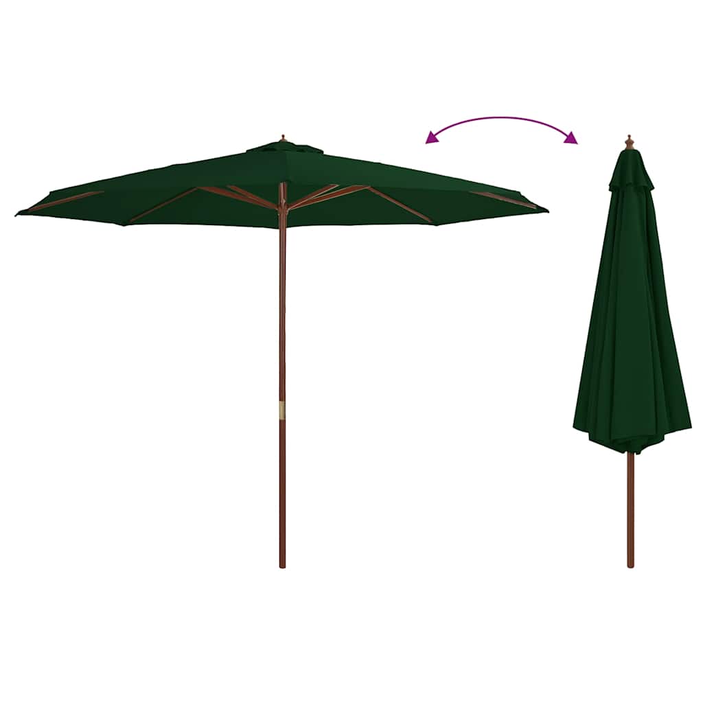 Garden Parasol with Wooden Pole 350 cm Green