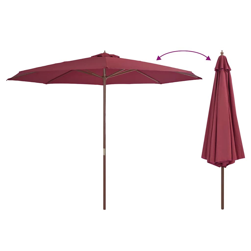 Garden Parasol with Wooden Pole 350 cm Burgundy