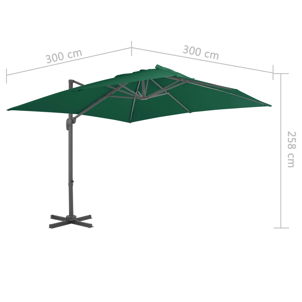 Cantilever Garden Parasol with Aluminium Pole Green 300x300 cm
