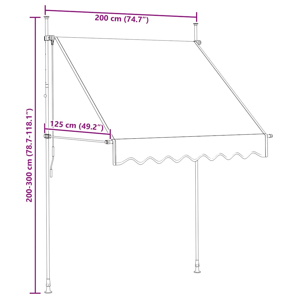 Manual Retractable Awning 200 cm Anthracite