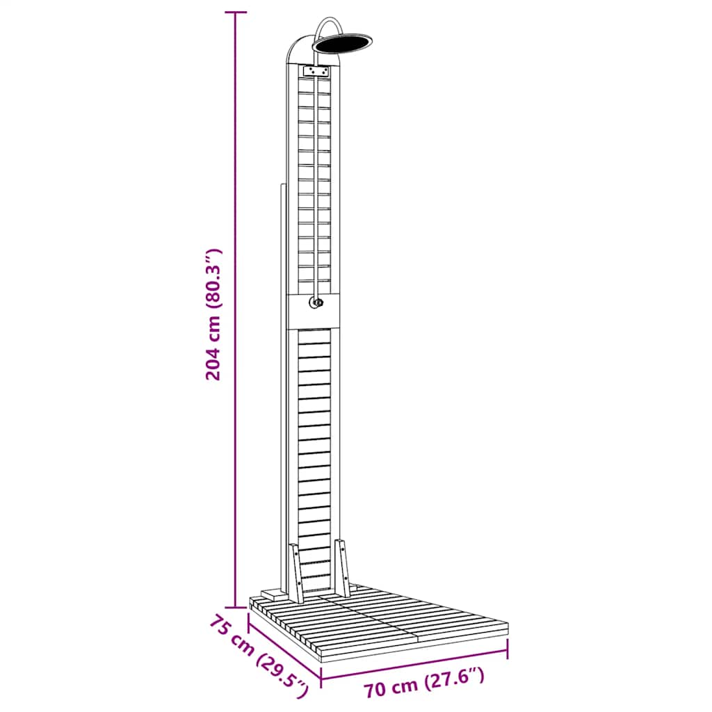 Garden Shower Solid Teak 70x75x204 cm