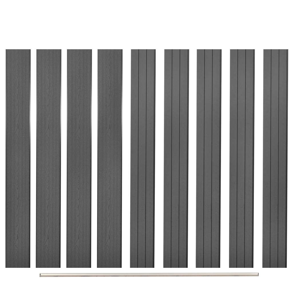 Replacement Fence Boards 9 pcs WPC 170 cm Grey
