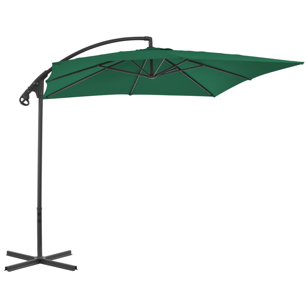 Cantilever Garden Parasol with Steel Pole 250x250 cm Green