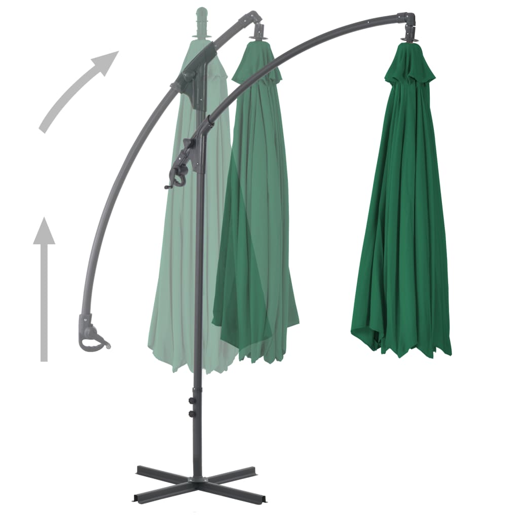 Cantilever Garden Parasol with Steel Pole 250x250 cm Green