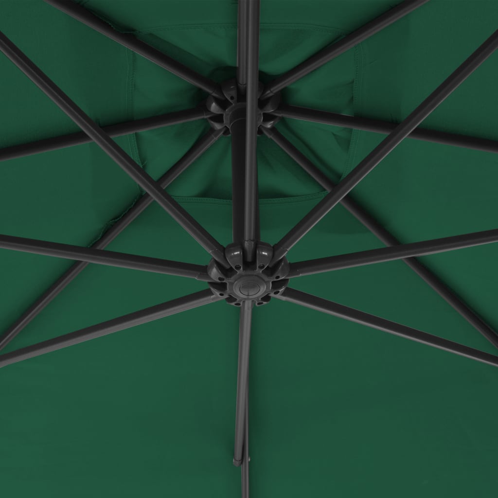 Cantilever Garden Parasol with Steel Pole 250x250 cm Green