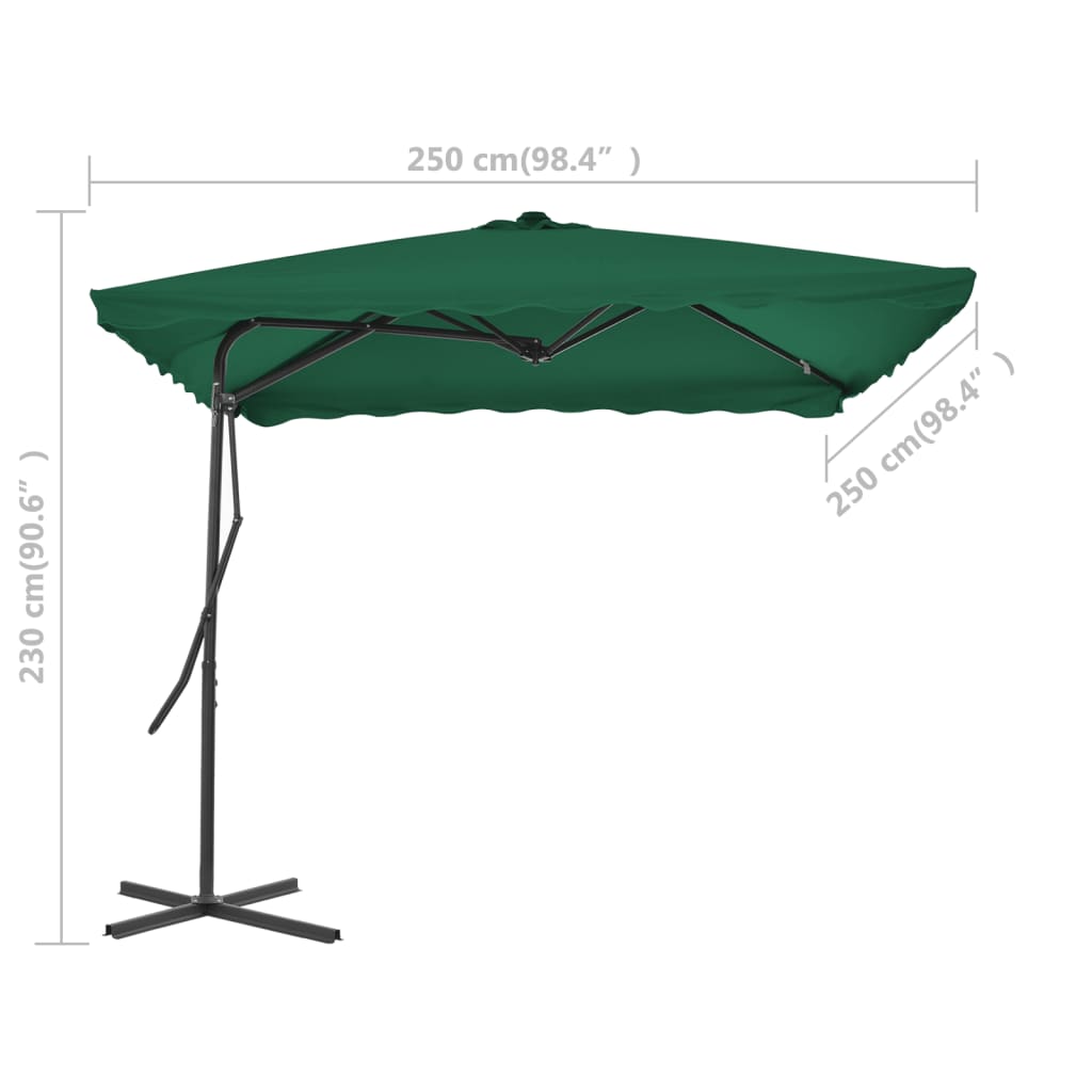 Garden Parasol with Steel Pole 250x250 cm Green