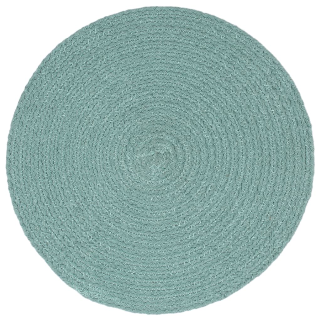 Placemats 6 pcs Plain Green 38 cm Round Cotton