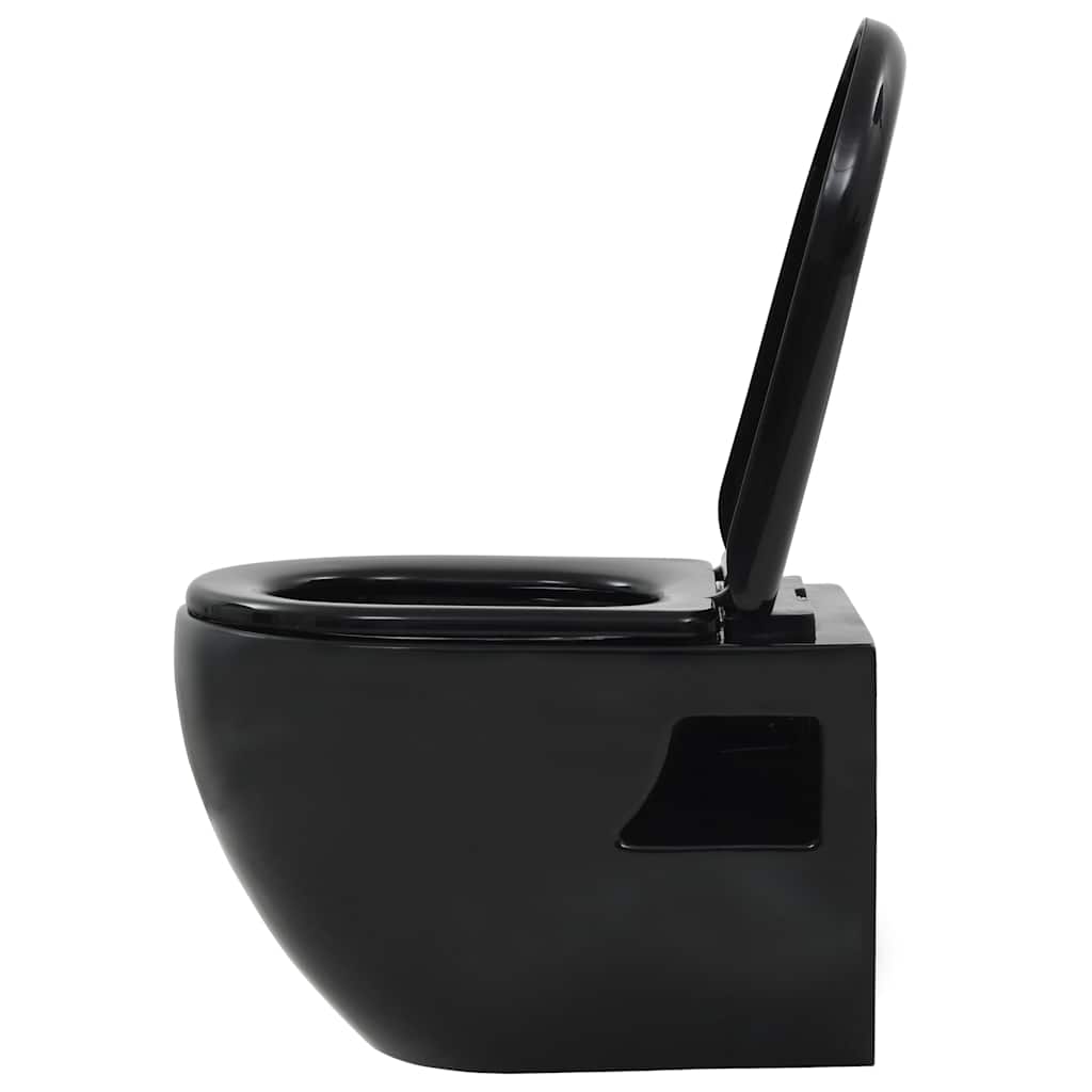 Wall-Hung Toilet with Concealed Cistern Ceramic Black