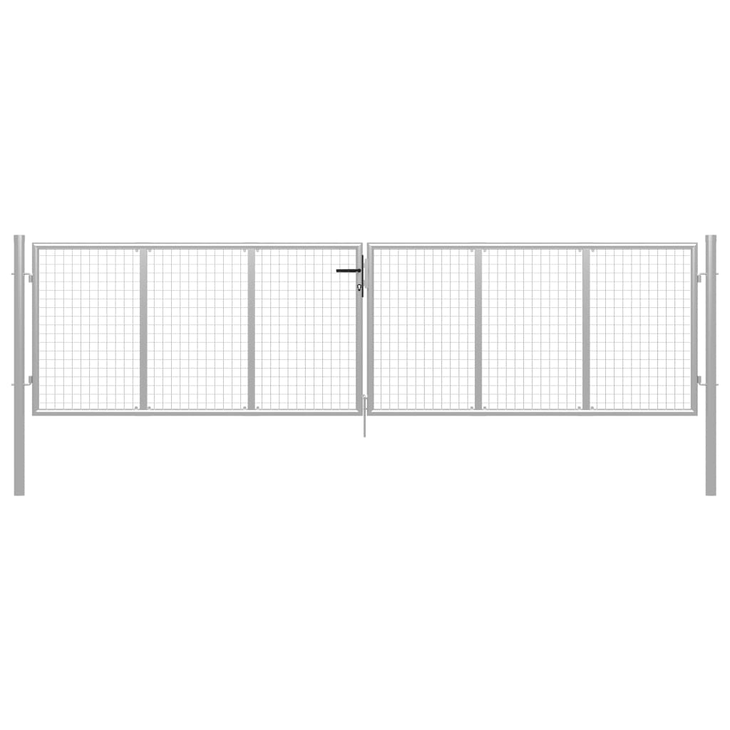 Garden Gate Galvanised Steel 415x100 cm Silver