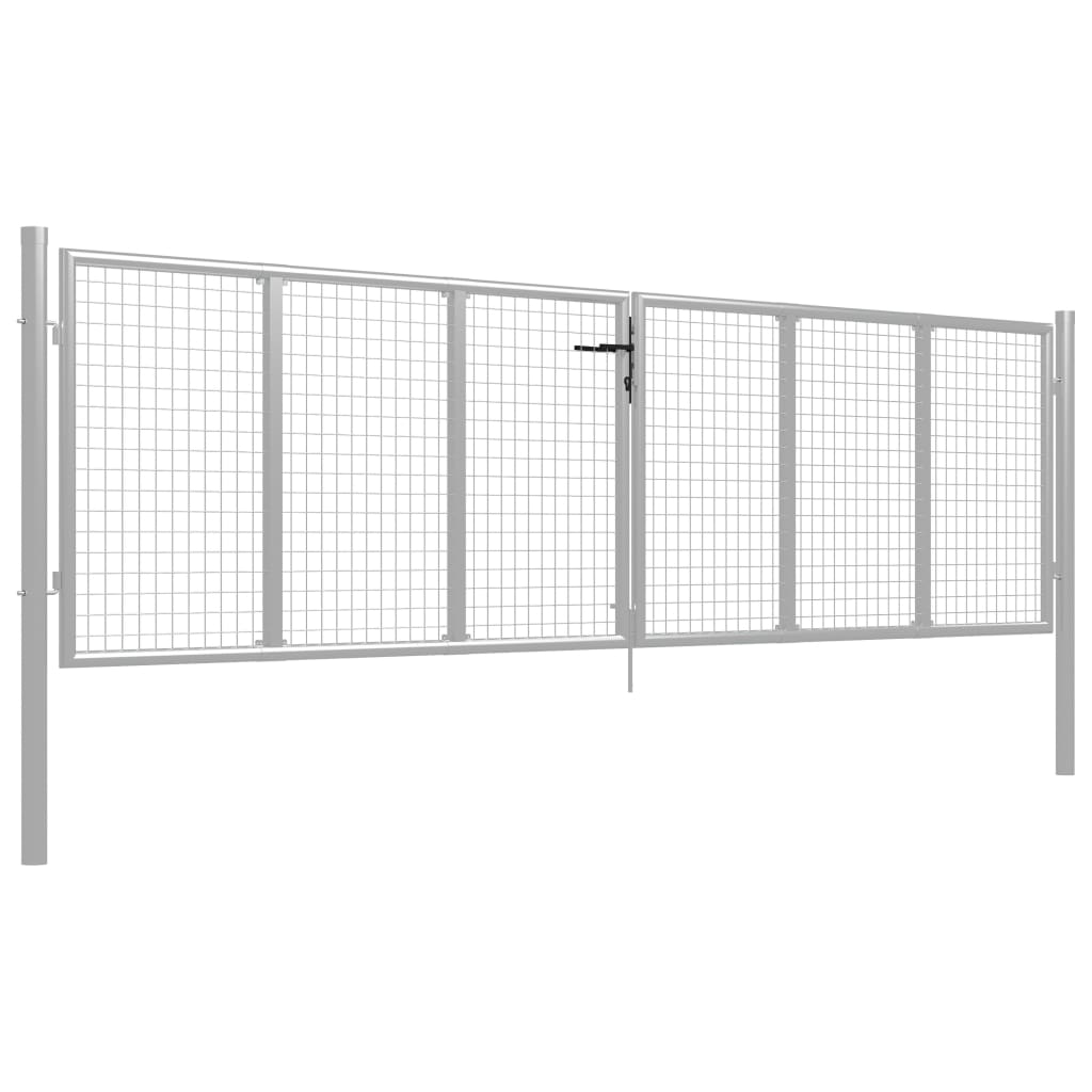 Garden Gate Galvanised Steel 415x100 cm Silver