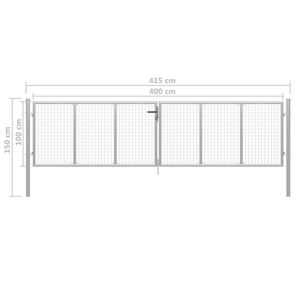 Garden Gate Galvanised Steel 415x100 cm Silver