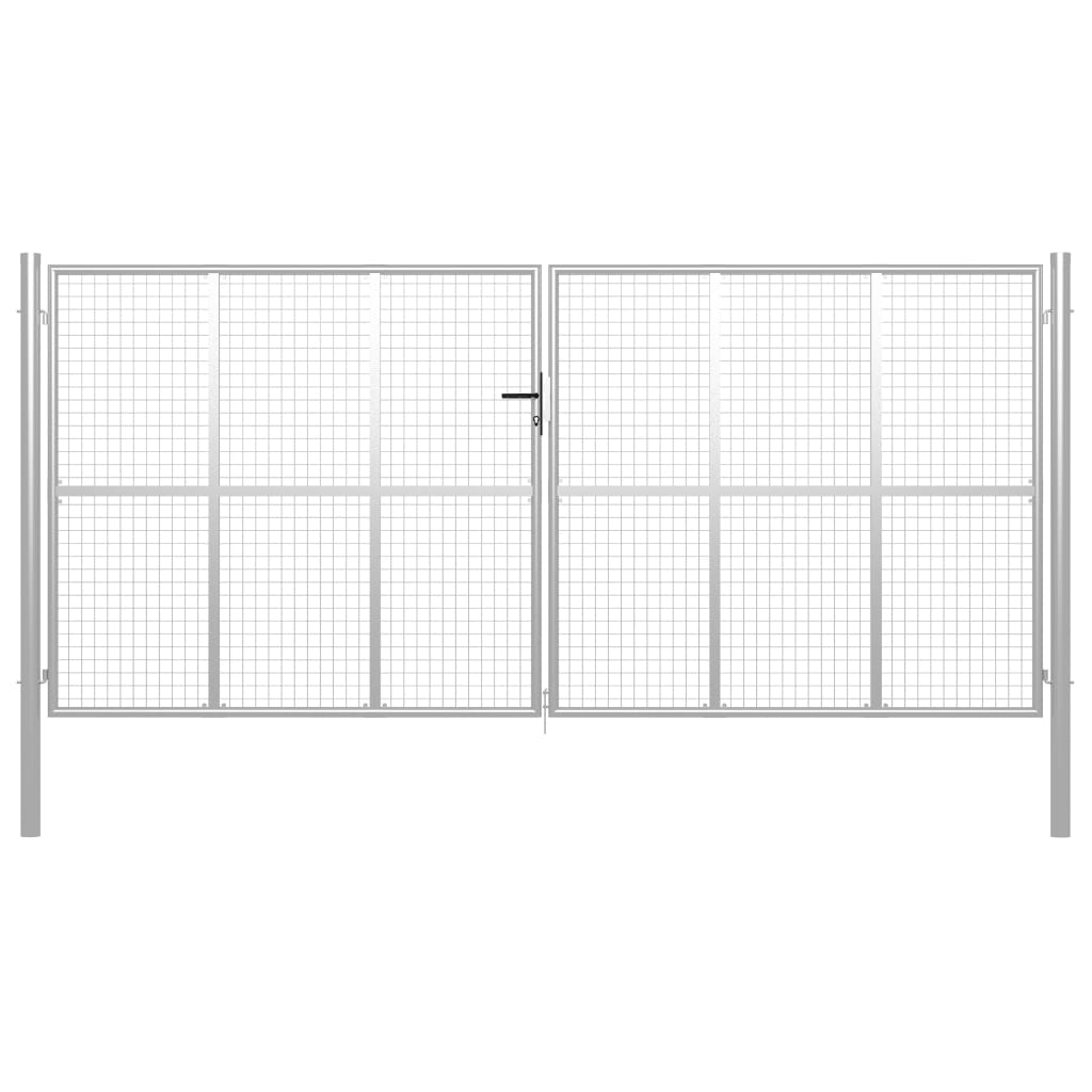Garden Gate Galvanised Steel 415x175 cm Silver
