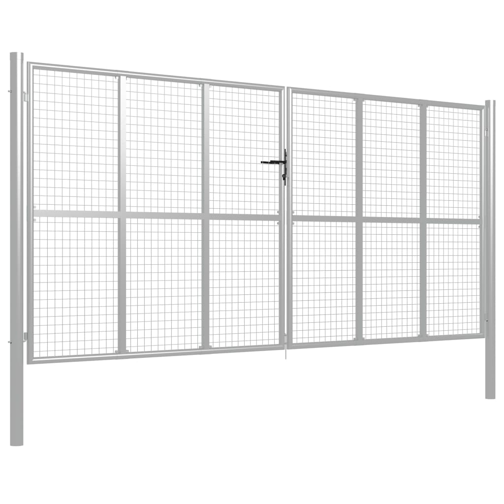 Garden Gate Galvanised Steel 415x175 cm Silver