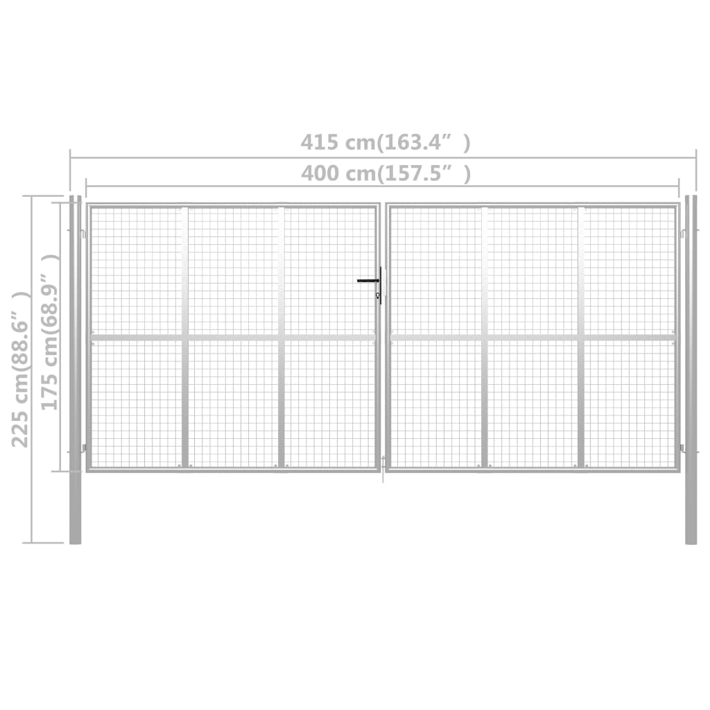 Garden Gate Galvanised Steel 415x175 cm Silver