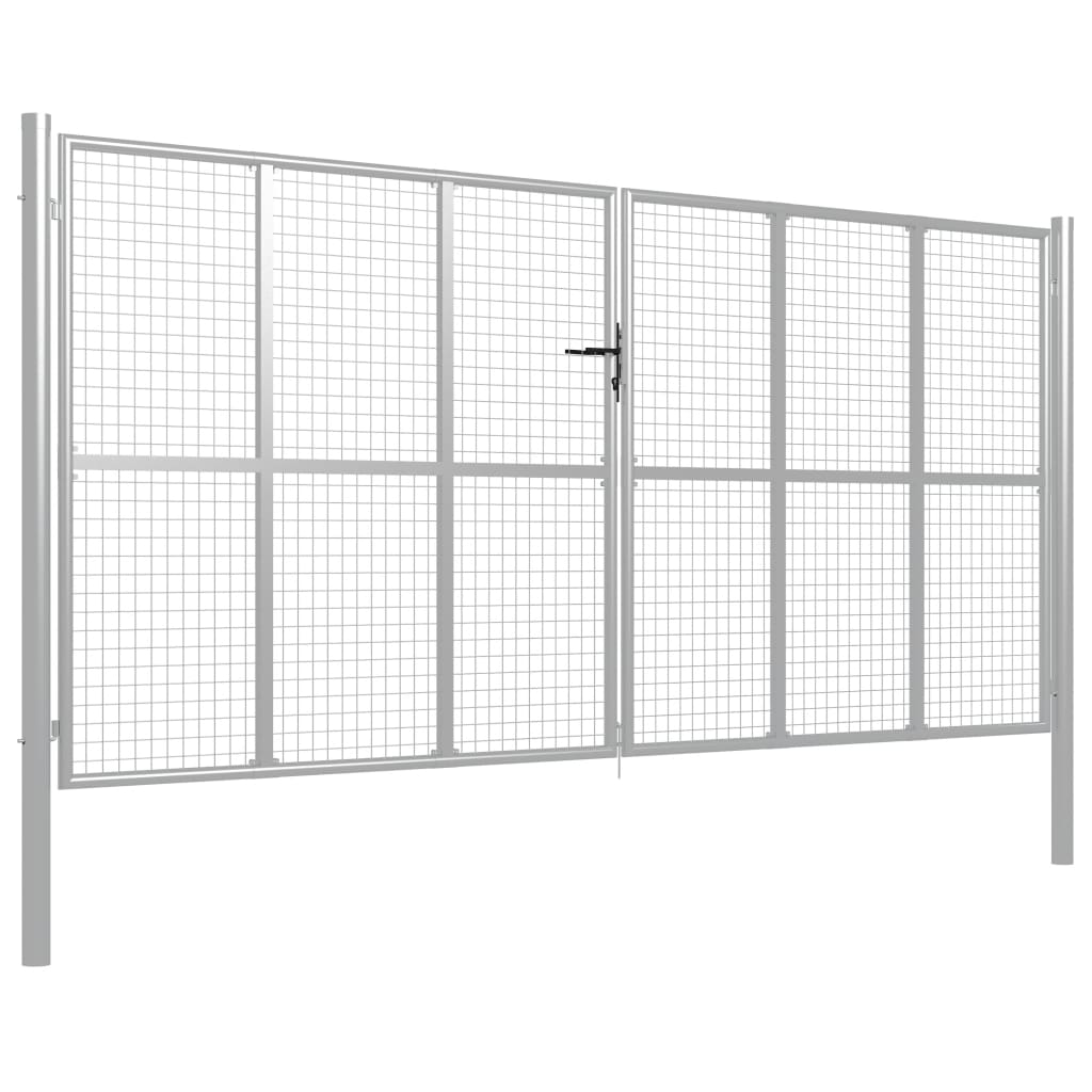 Garden Gate Galvanised Steel 415x200 cm Silver