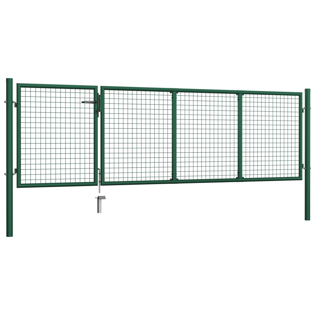 Garden Gate Steel 350x100 cm Green
