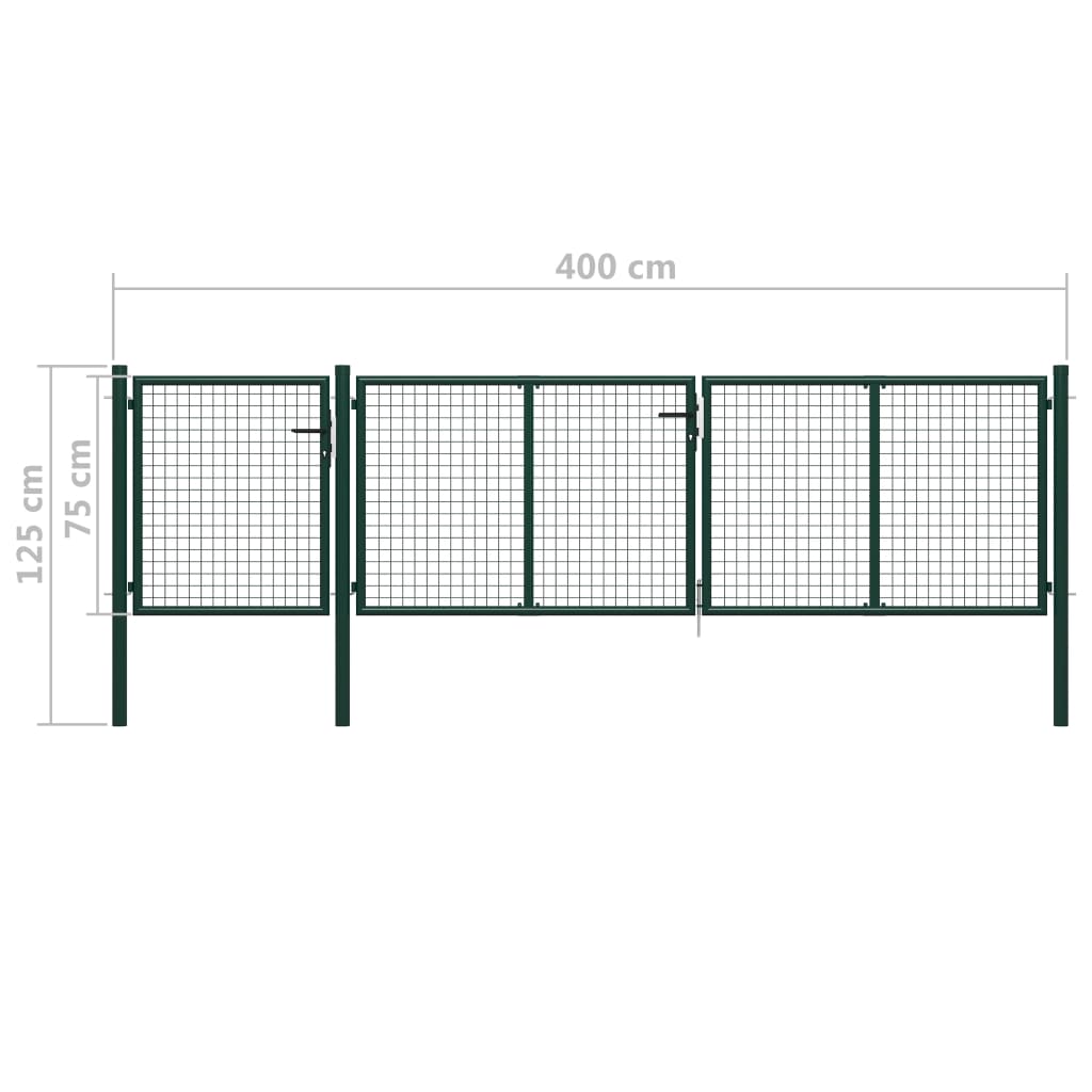 Garden Gate Steel 400x75 cm Green