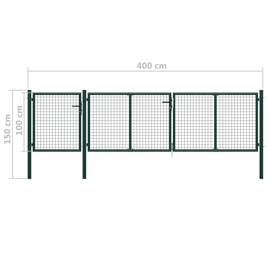 Garden Gate Steel 400x100 cm Green