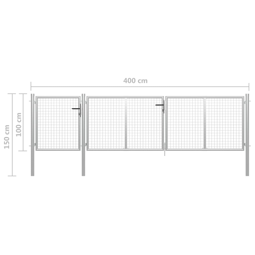 Garden Gate Steel 400x100 cm Silver