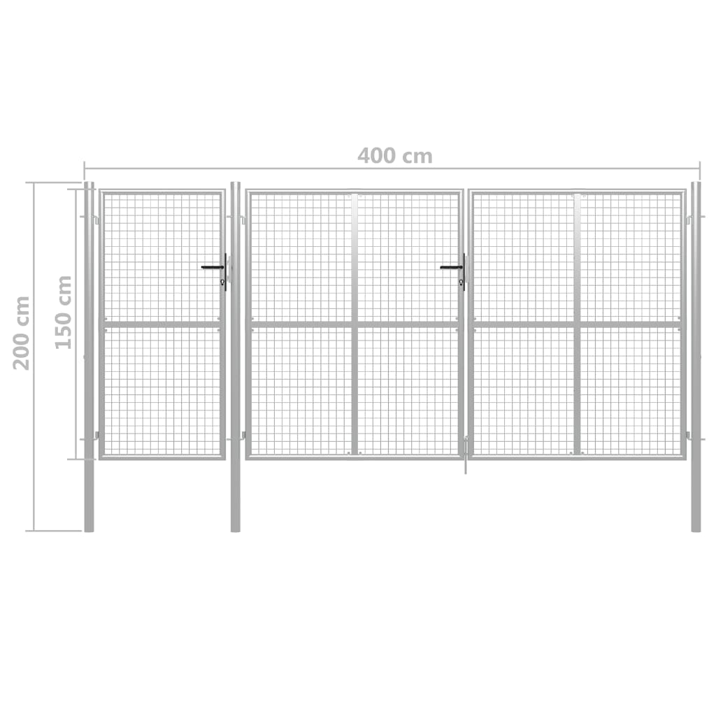 Garden Gate Steel 400x150 cm Silver