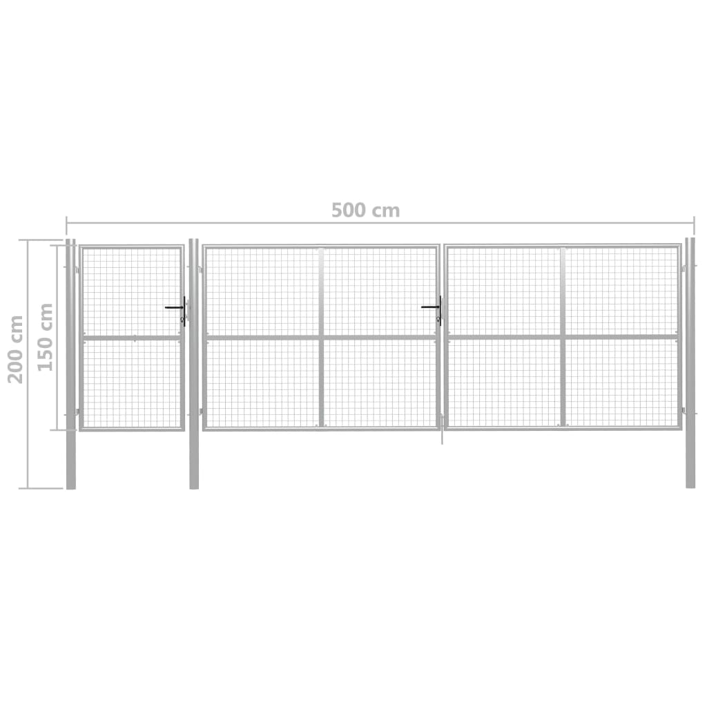 Garden Gate Steel 500x150 cm Silver
