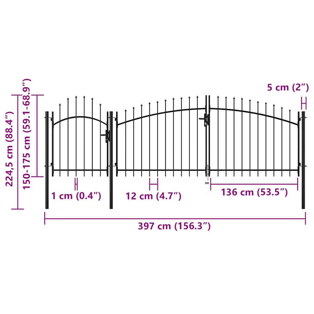 Garden Gate Steel 2.25x4 m Black