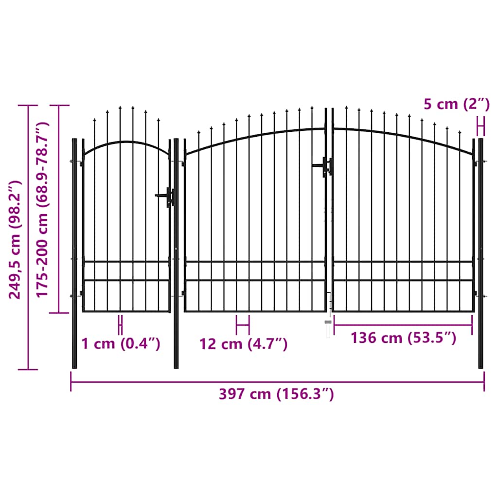 Garden Gate Steel 2.45x4 m Black