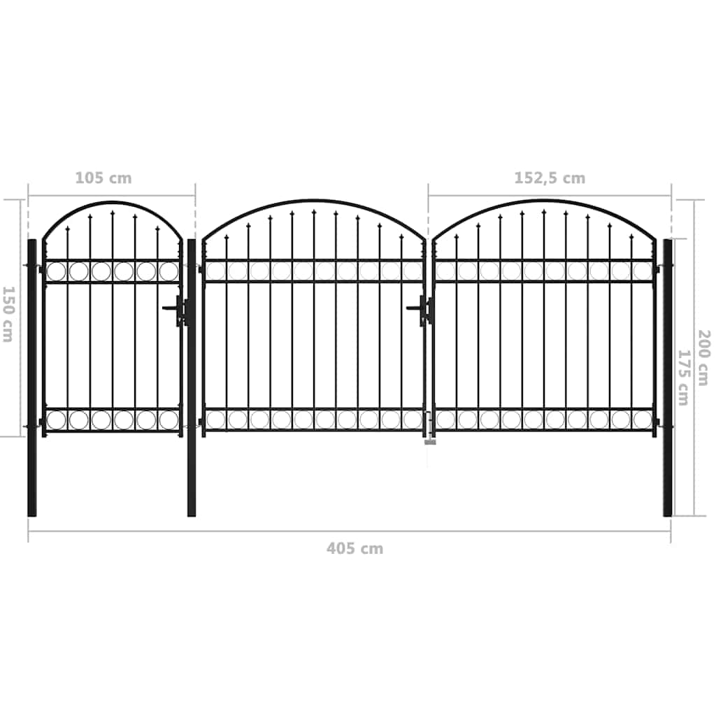 Garden Gate Black 200 x 400 cm Steel