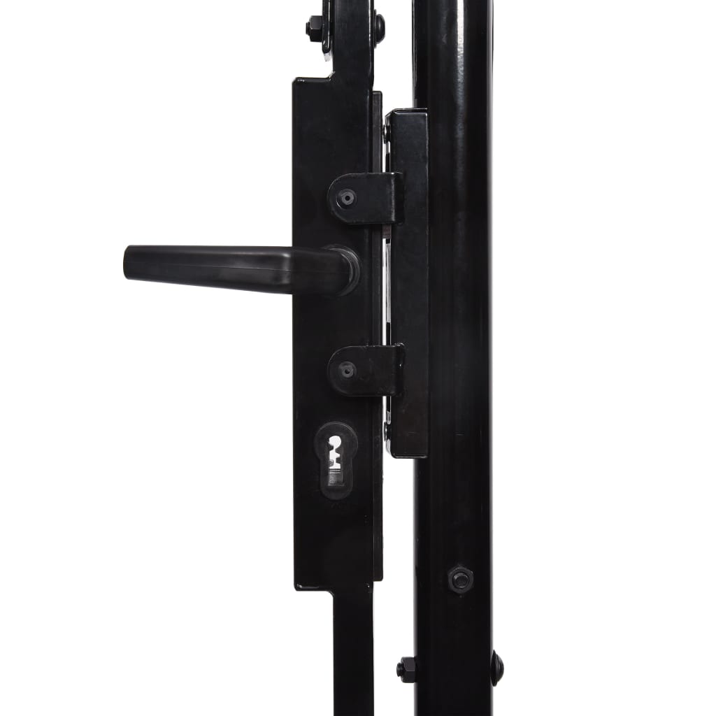 Garden Fence Gate with Arched Top Steel 1.75x5 m Black