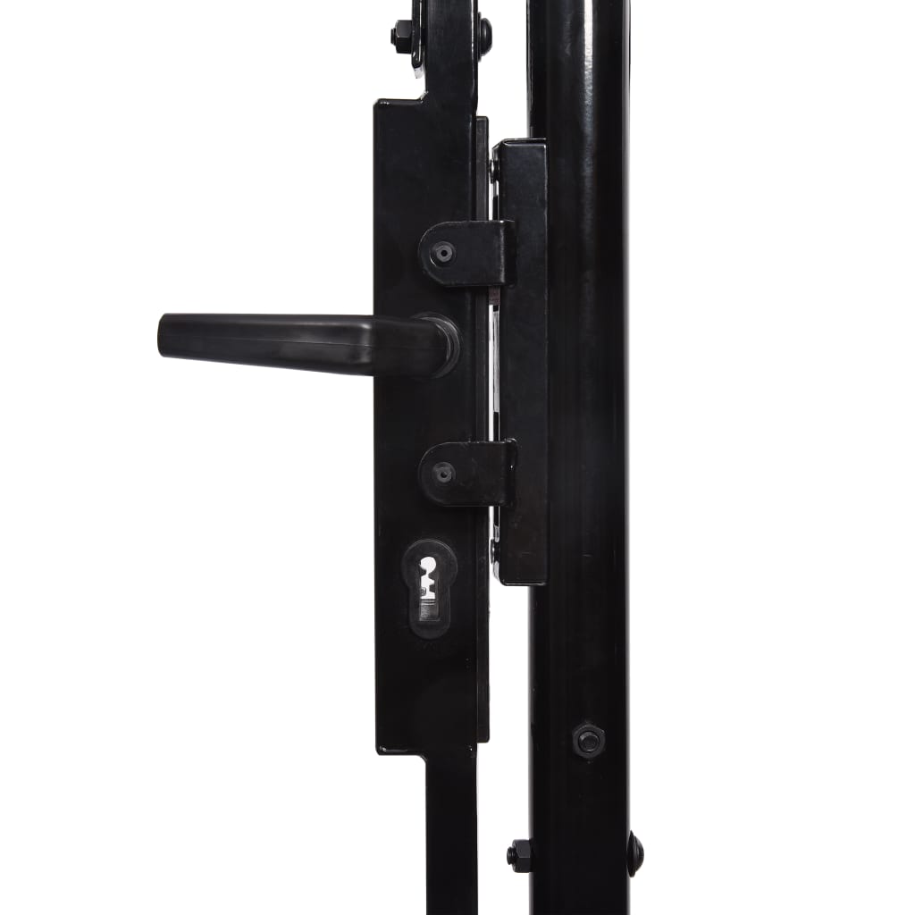 Garden Fence Gate with Arched Top Steel 2x5 m Black