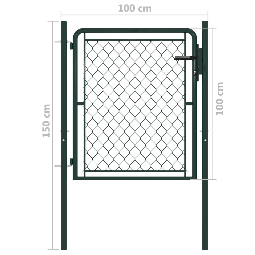 Garden Gate Steel 100x100 cm Green
