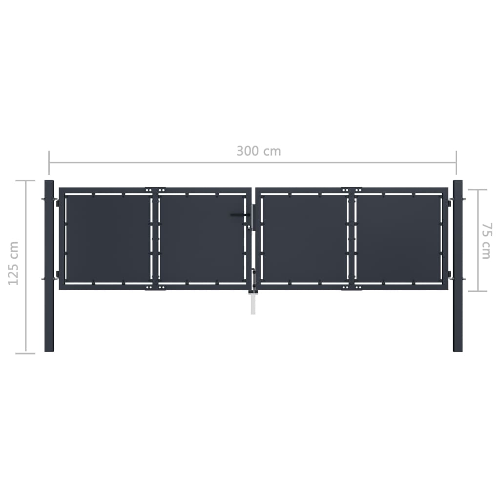 Garden Gate Steel 300x75 cm Anthracite