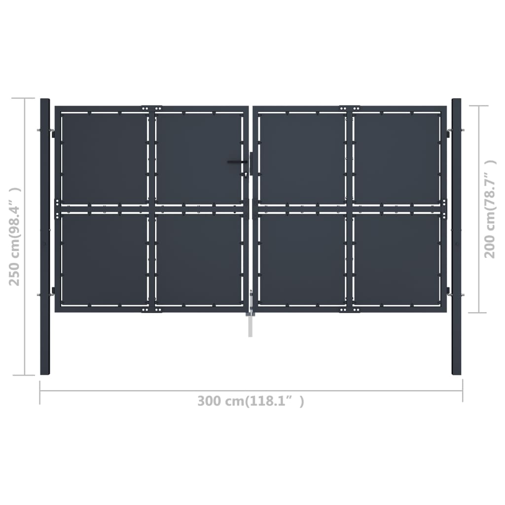 Garden Gate Steel 300x200 cm Anthracite