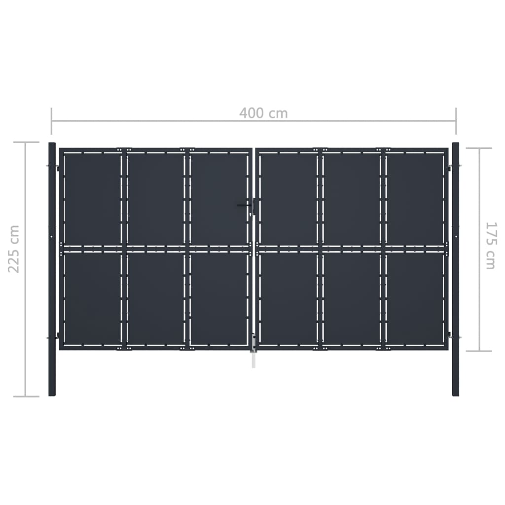 Garden Gate Steel 400x175 cm Anthracite