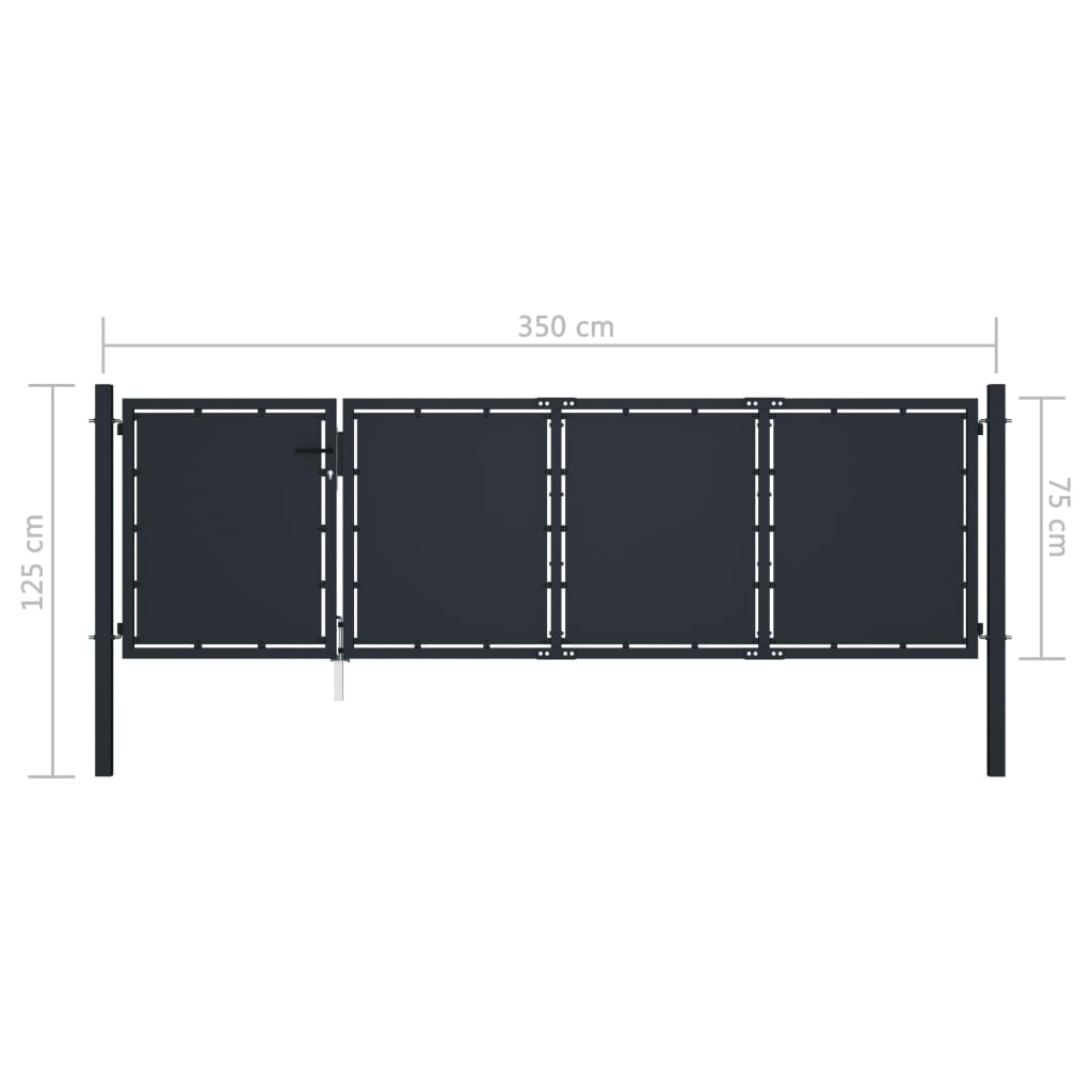 Garden Gate Steel 350x75 cm Anthracite
