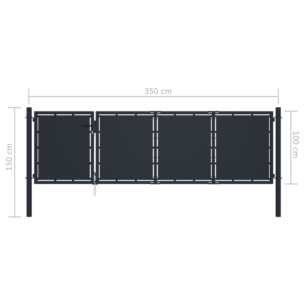 Garden Gate Steel 350x100 cm Anthracite