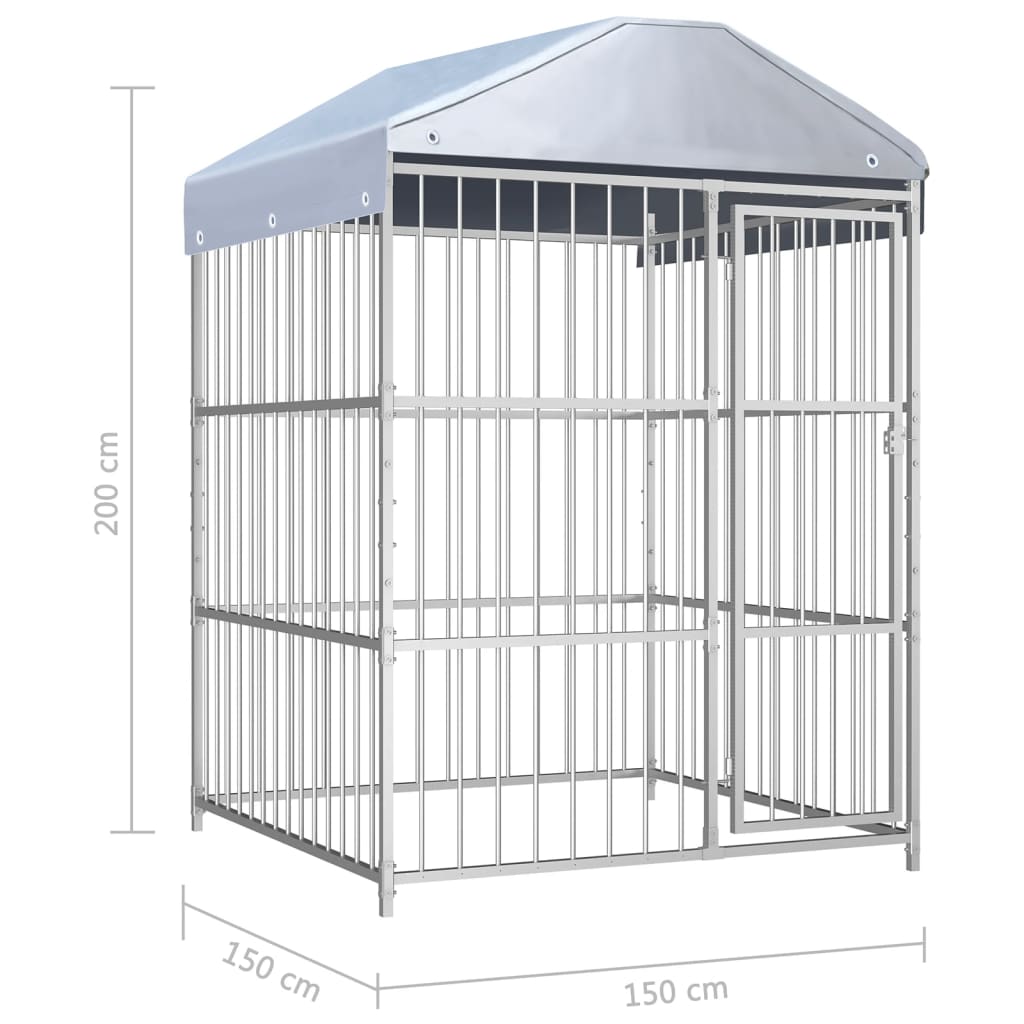 Outdoor Dog Kennel with Roof 150x150x200 cm
