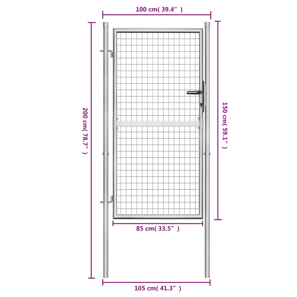 Garden Gate Galvanised Steel 105x150 cm Silver
