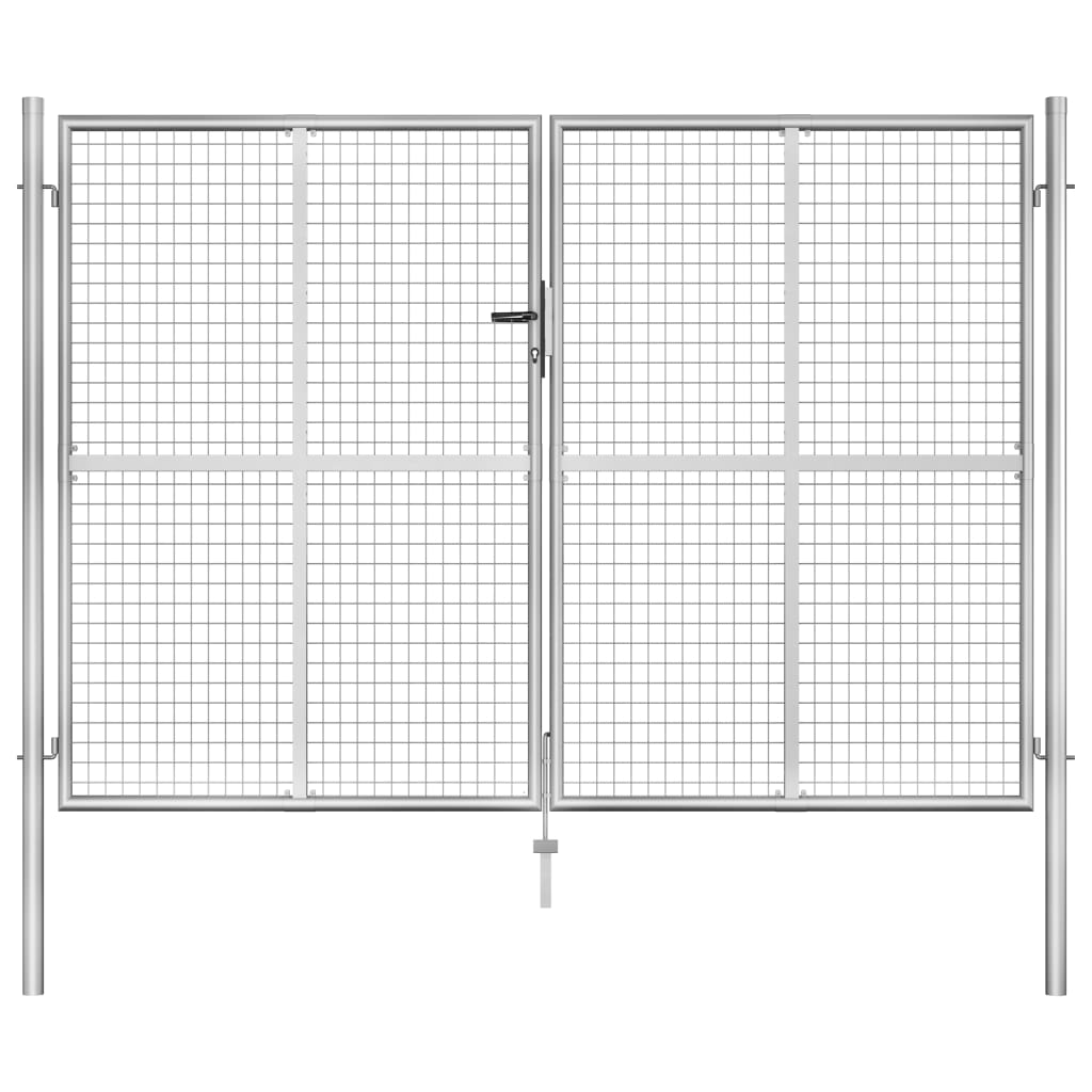 Garden Gate Galvanised Steel 306x175 cm Silver