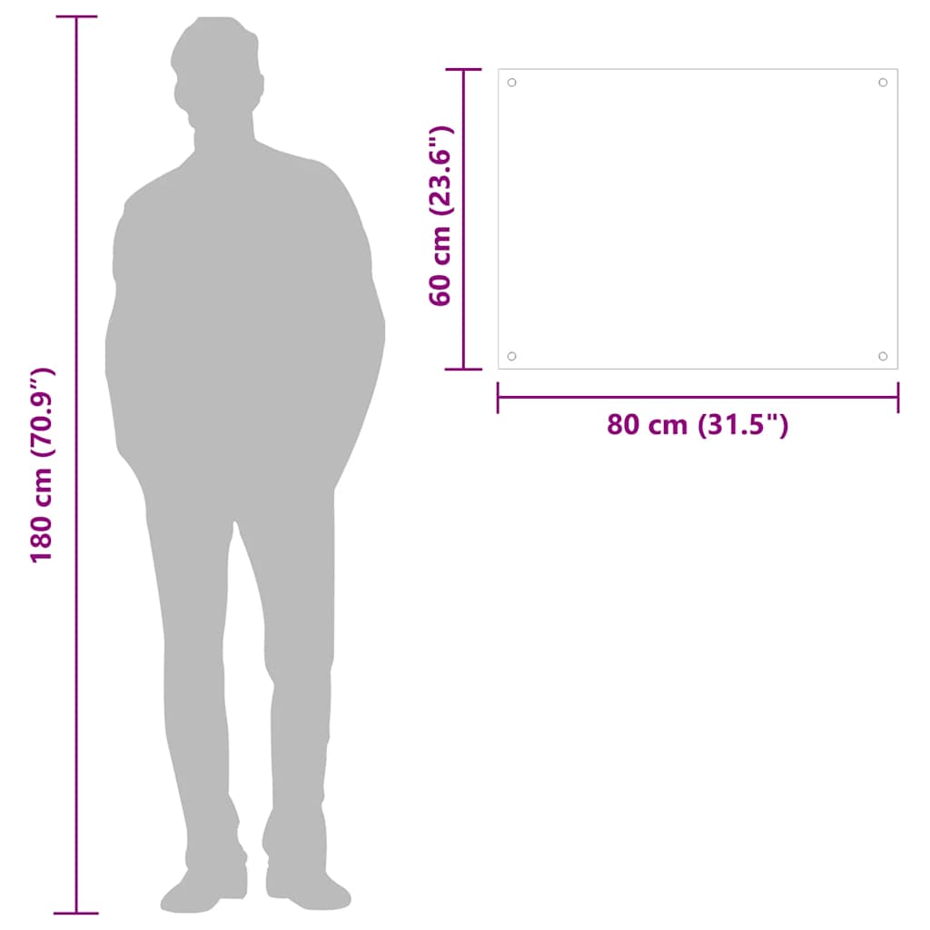 Kitchen Backsplash White 80 x 60 cm Tempered Glass