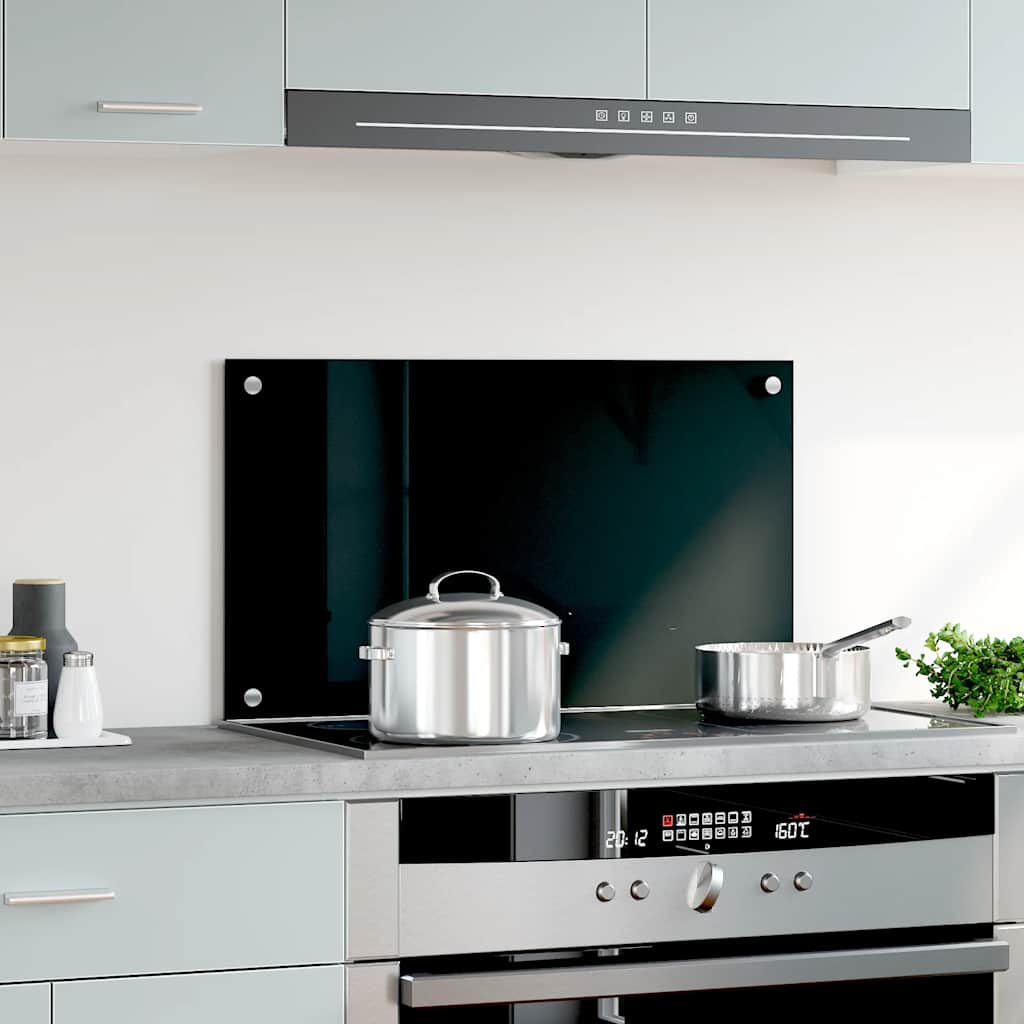 Kitchen Backsplash Black 70 x 40 cm Tempered Glass