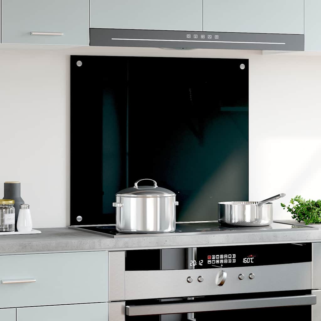 Kitchen Backsplash Black 70 x 60 cm Tempered Glass