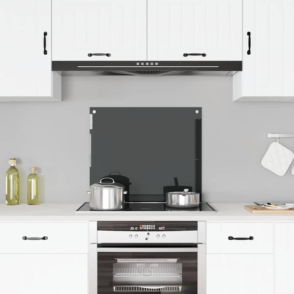 Kitchen Backsplash Black 70 x 60 cm Tempered Glass