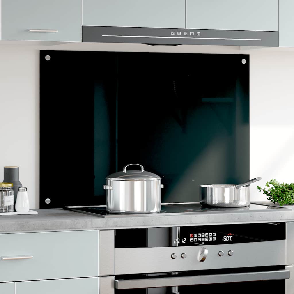 Kitchen Backsplash Black 90 x 60 cm Tempered Glass