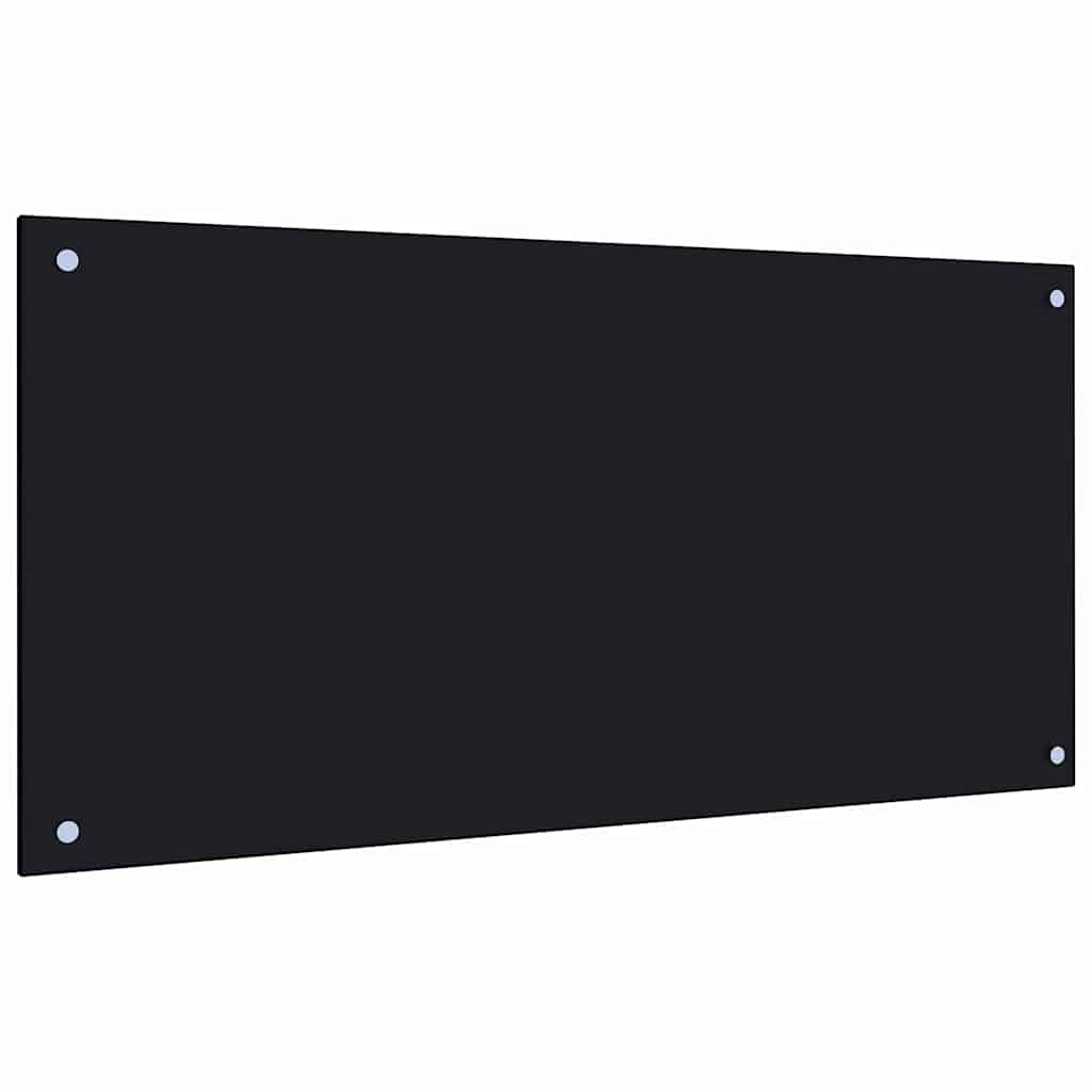 Kitchen Backsplash Black 100 x 50 cm Tempered Glass