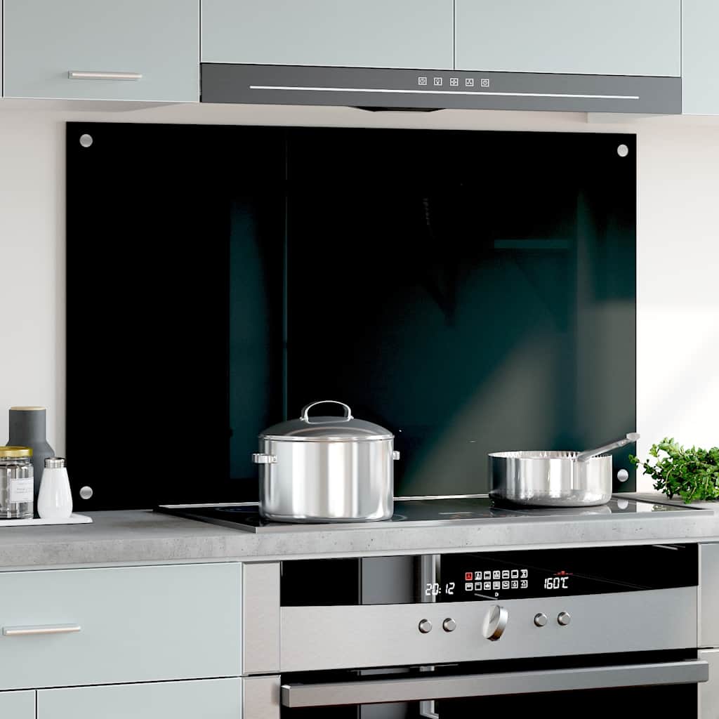 Kitchen Backsplash Black 100 x 60 cm Tempered Glass